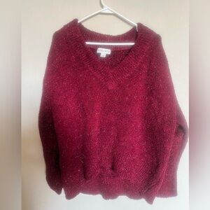 Ava & Viv Women's Deep Red V-Neck Sweater
